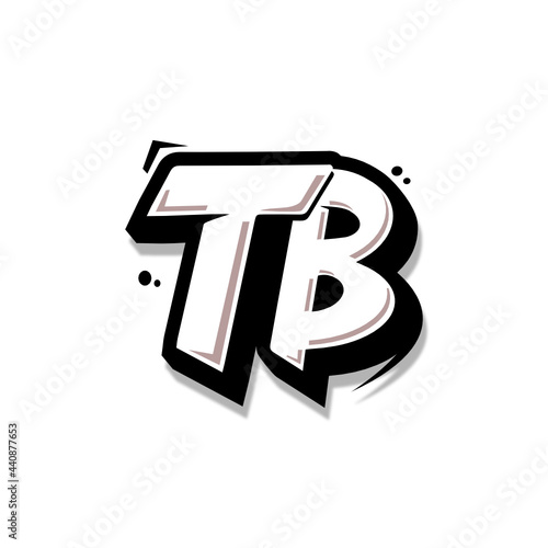 Simple Initial Logo Lettering Cartoon Grafity Black and White TB
