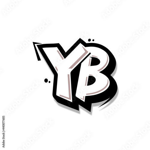 Simple Initial Logo Lettering Cartoon Grafity Black and White YB