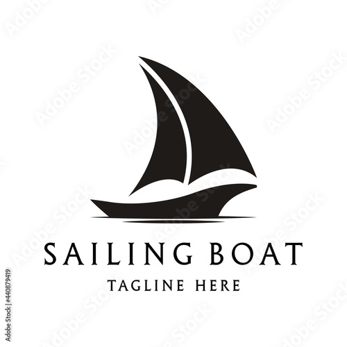 Silhouette of sailing boat logo design. sailing ship logo design. sail or ship vector icon illustration.