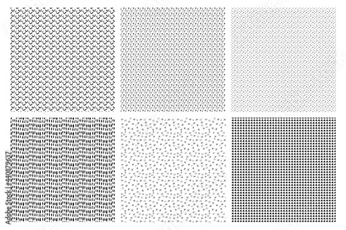 Set of monochrome black and white pattern texture background. Striking pattern to add texture to the illustration. Trace textures of abstract ink dots, scribbles, stripes, spots. Isolated white © Maria Petrish
