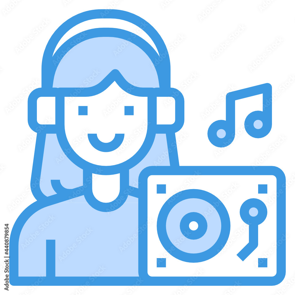 DJ blue outline icon