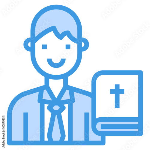Clergyman blue outline icon