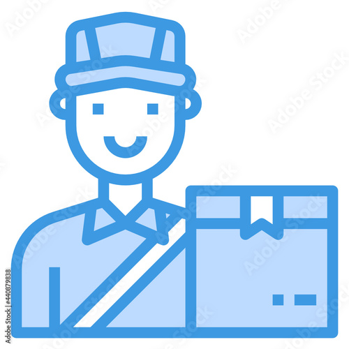 Deliveryman blue outline icon