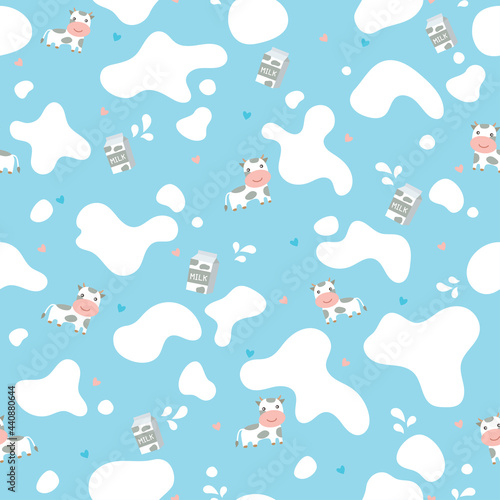 Cow Milk cartoon cute Seamless pattern