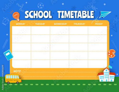 School Timetable Template Kids Planner.