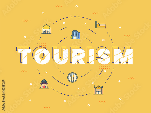 tourism typography calligraphy lettering word art with fill filled color style