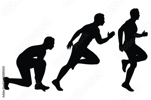 Set of runner silhouette vector isolated on white background