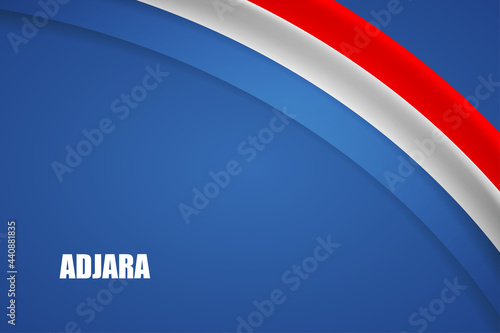 Happy national day of Adjara country with tricolor curve flag and typography background