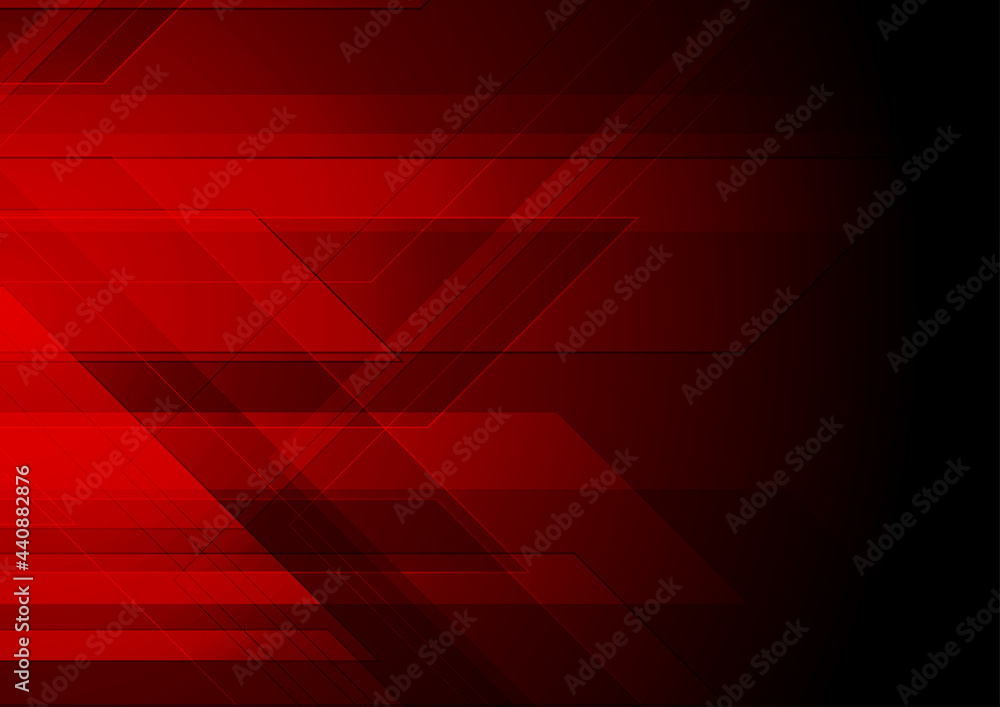 Dark red tech geometric abstract minimal background. Vector design