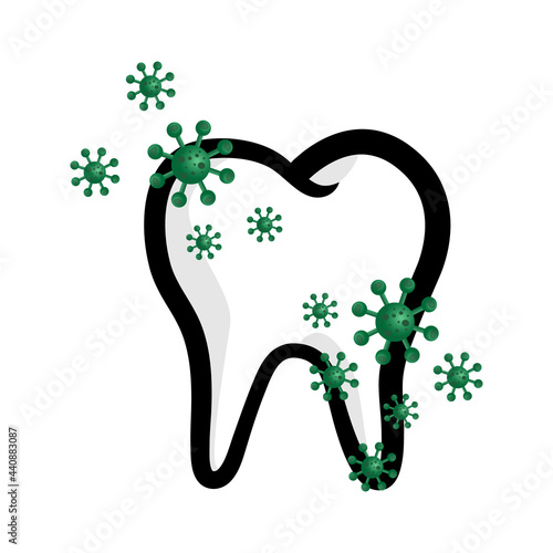 Tooth with virus concept infection dental illustration vector