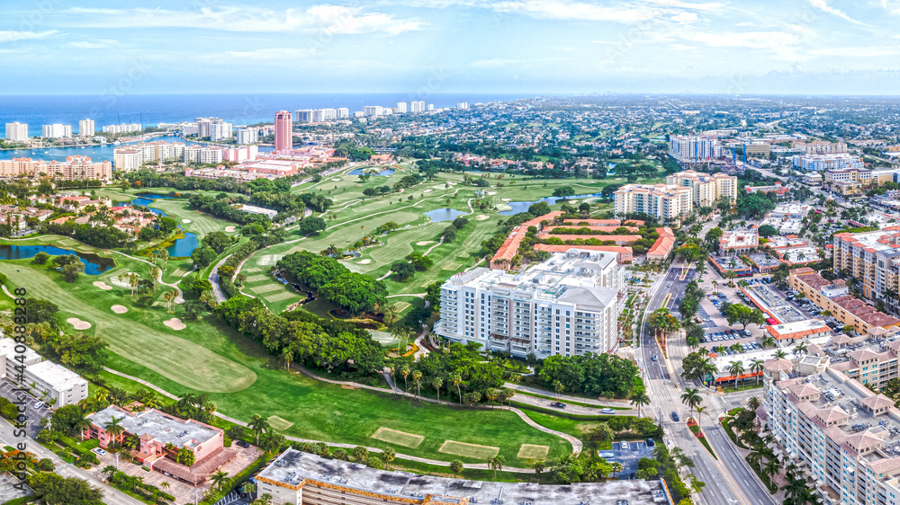 Boca Raton, Florida with golf course and city
