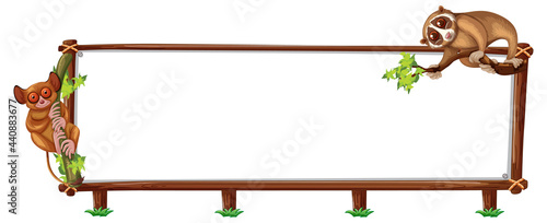 Empty banner with slow loris on white background