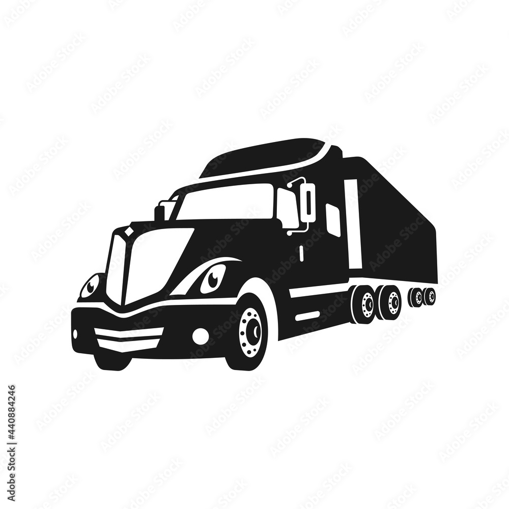 american transport truck illustration logo