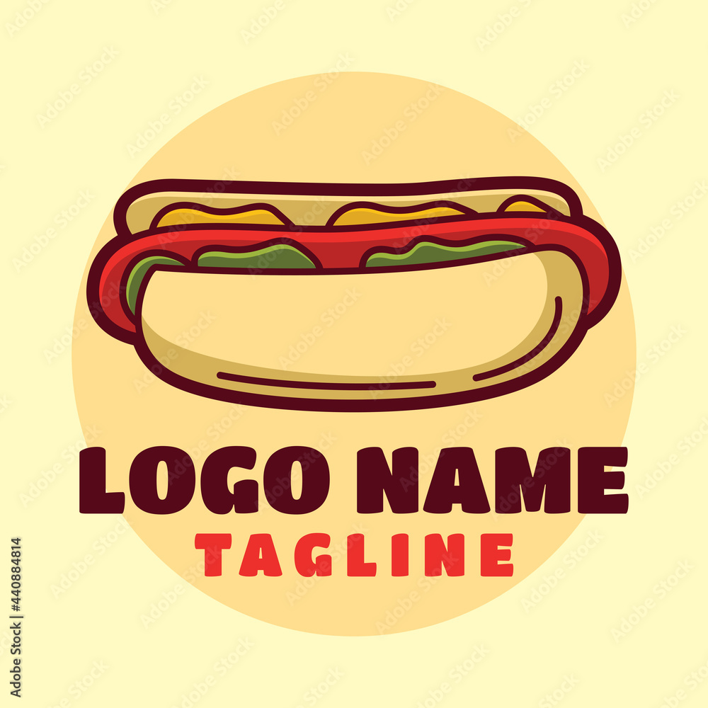 Hot dog logo template, Suitable for restaurant and cafe logo Hot dog logo template, Suitable for restaurant and cafe logo