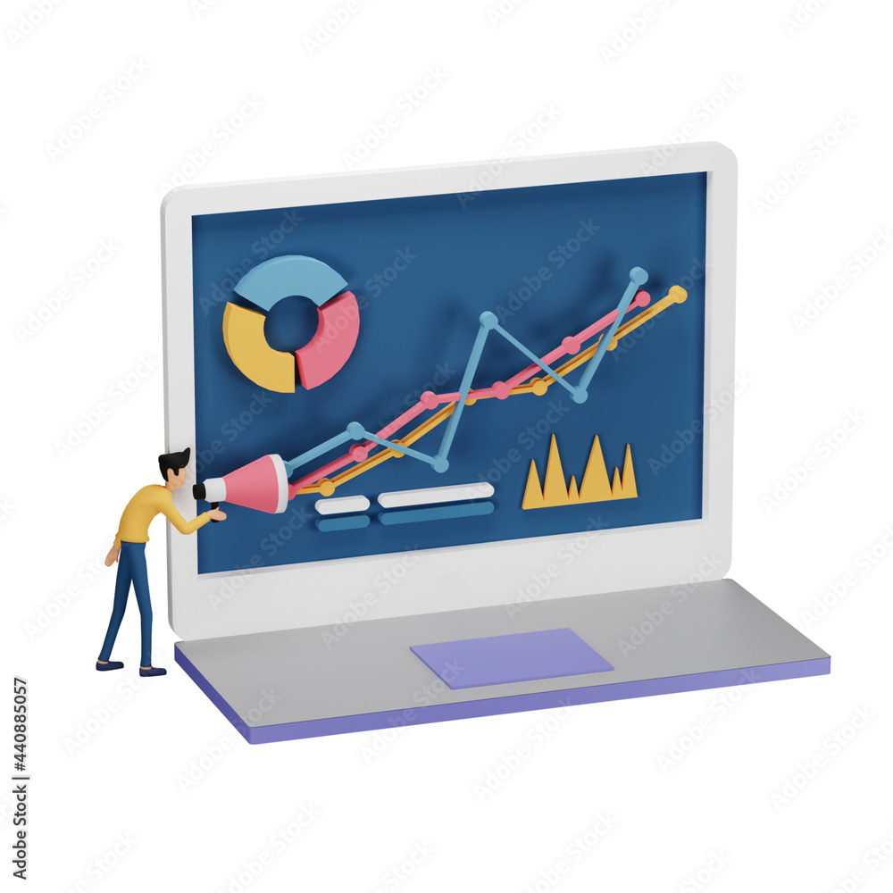 3D render of digital marketing strategy concept with tiny people ...