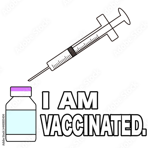 ワクチン接種済みのイラスト COVID-19 vaccine mRNA 英語文字付き