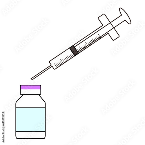 ワクチンと注射器のイラスト COVID-19 vaccine mRNA