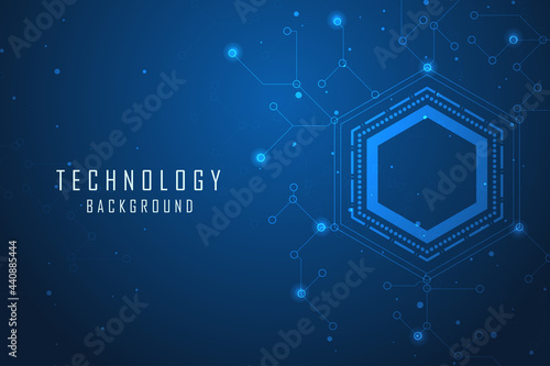 Modern hexagonal blue abstract technology digital hi tech concept background. Geometric abstract background with hexagons. Structure molecule and communication. Science, connection, networking technol