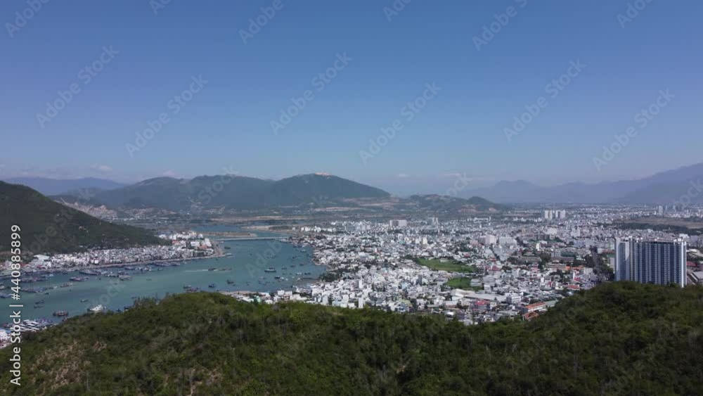 Flying over Nha Trang tropical city in Vietnam Flying over Nha Trang tropical city in Vietnam