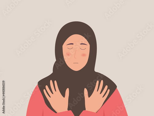 Sad arabian woman Unhappy muslim female feels depression