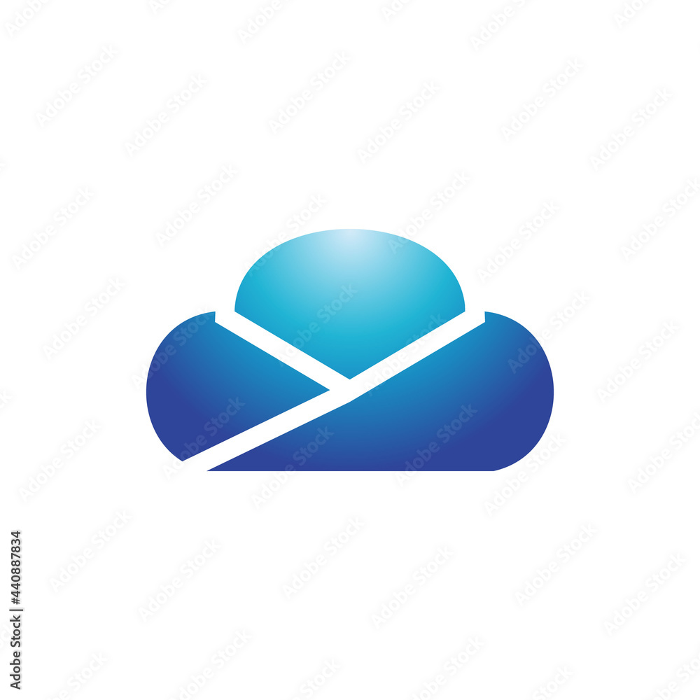 Minimalist flat logo design Vector of Cloud in color blue Minimalist flat logo design Vector of Cloud in color blue