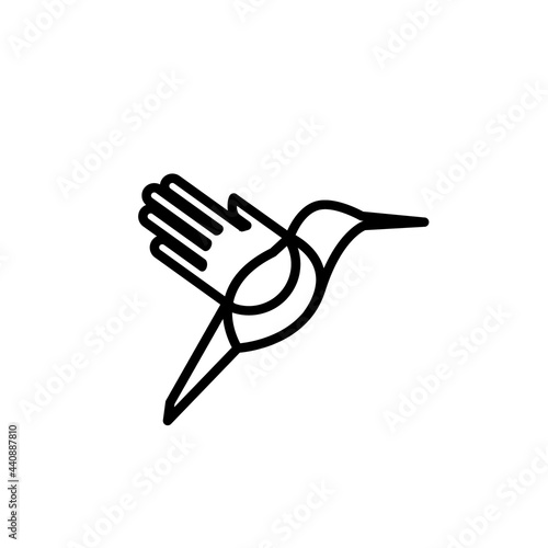 Minimalist flat logo design Vector combination of Birds and Hand
