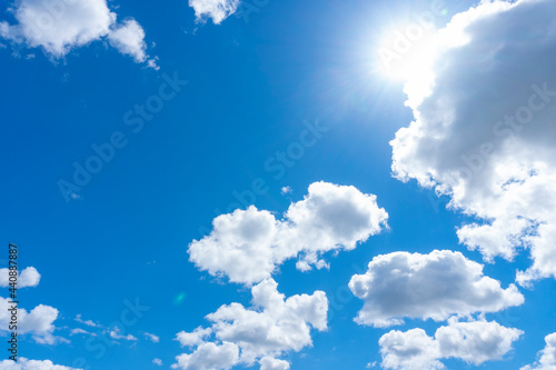 Beautiful blue sky with clouds in clear sunny weather