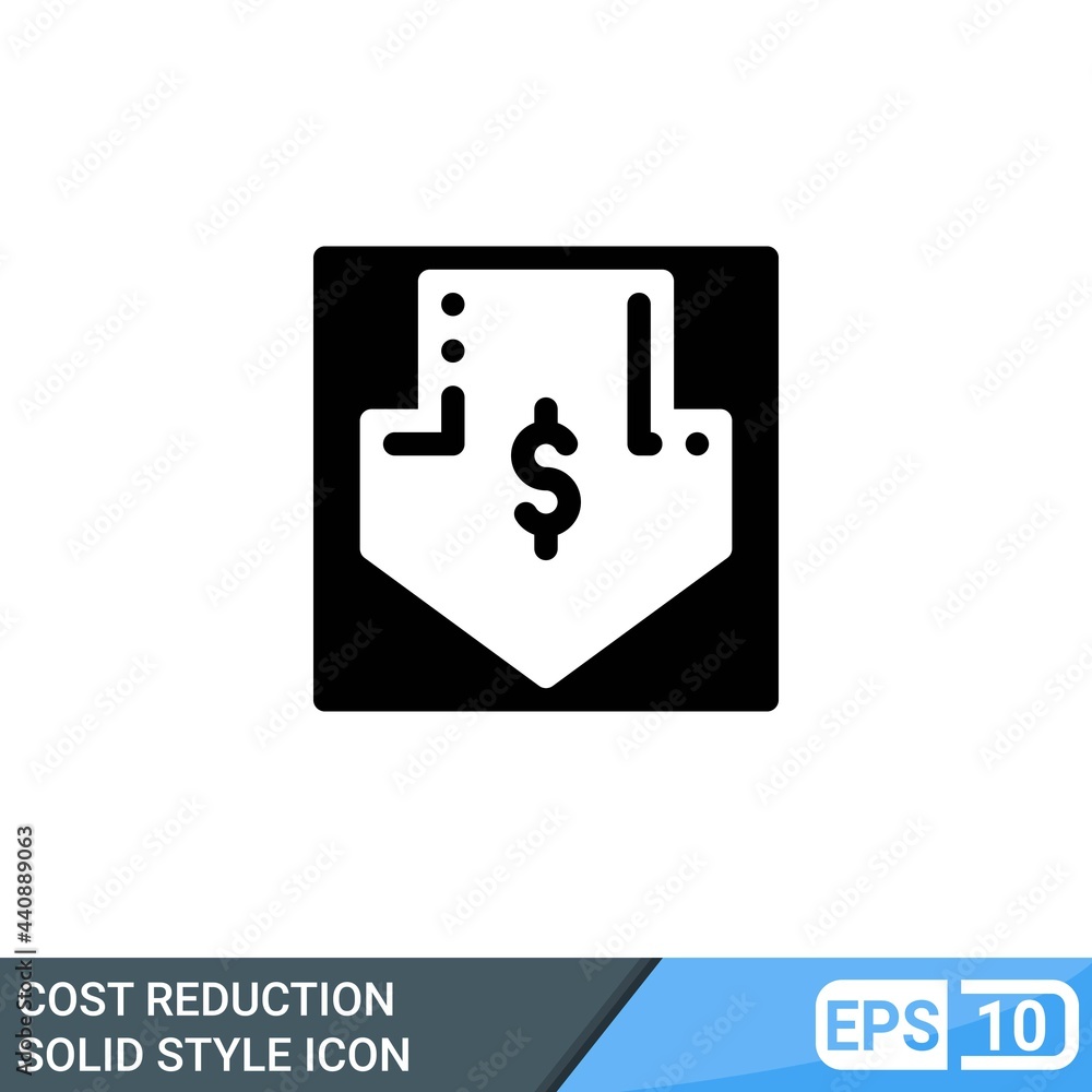 cost reduction solid style icon isolated on white background. EPS 10 cost reduction solid style icon isolated on white background. EPS 10