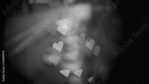 Wallpaper Mural Black and white heart-shaped bokeh from cars on the road Torontodigital.ca