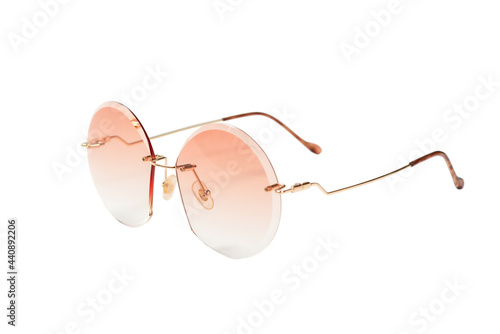 Round summer sunglasses isolated on a white background.
