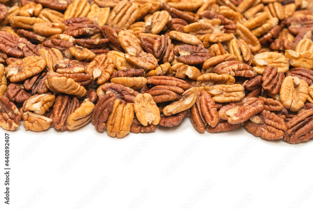 Tasty pecan-nut background. Top view. Tasty pecan-nut background. Top view.