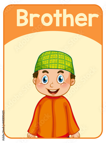 Educational English word card of brother