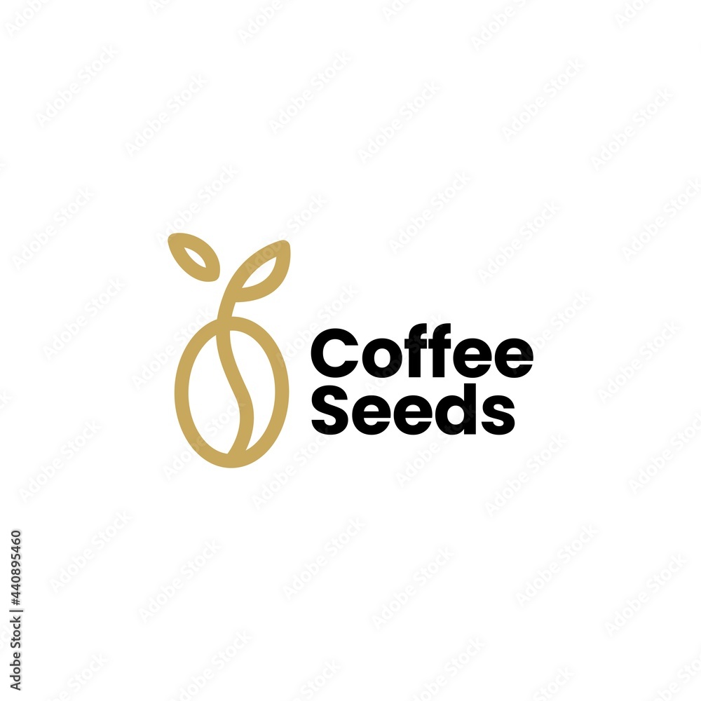 Fototapeta premium coffee seed bean sprout plant growth logo vector icon illustration