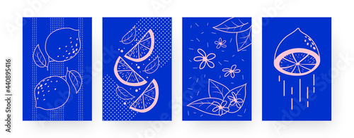 Set of contemporary art posters with whole and cut limes. Slices, flowers, leaves vector illustrations in creative style. Summer, fruit concept for designs, social media, postcards, invitation cards