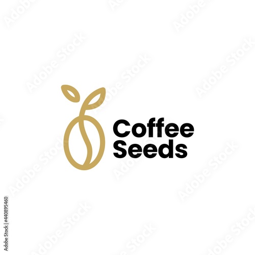 coffee seed bean sprout plant growth logo vector icon illustration