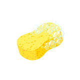 Washing sponge with foam bubbles. Vector illustration cartoon flat icon isolated on white background.