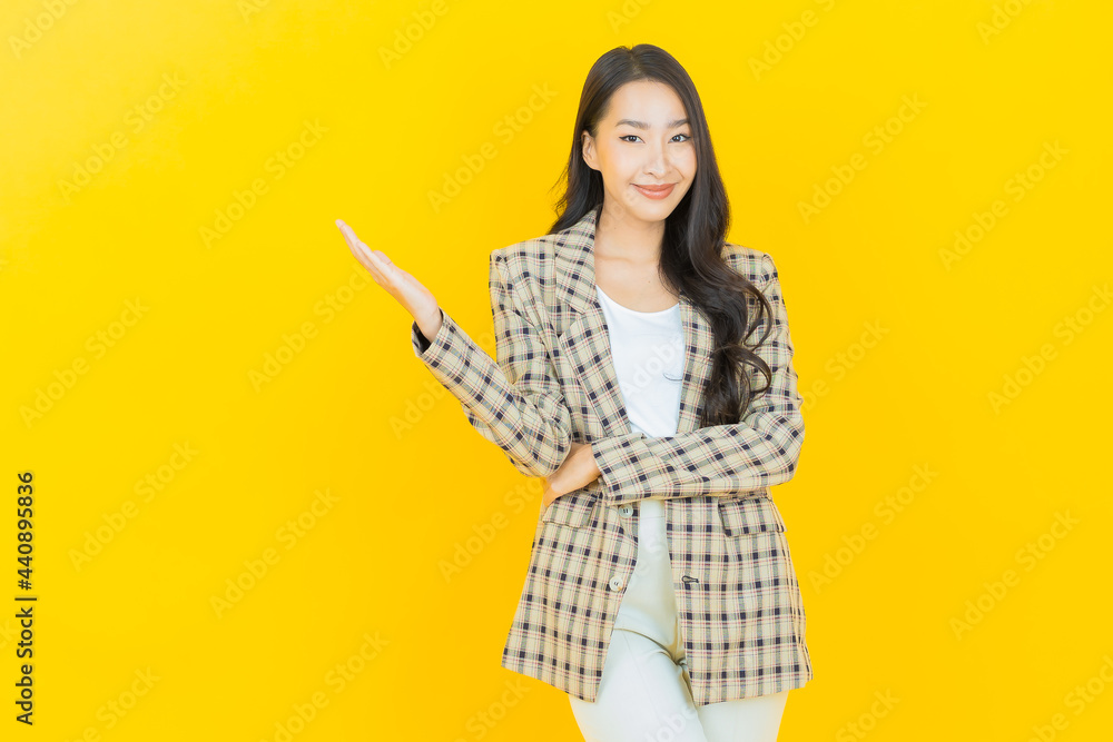 Portrait beautiful young asian woman smile with action Portrait beautiful young asian woman smile with action