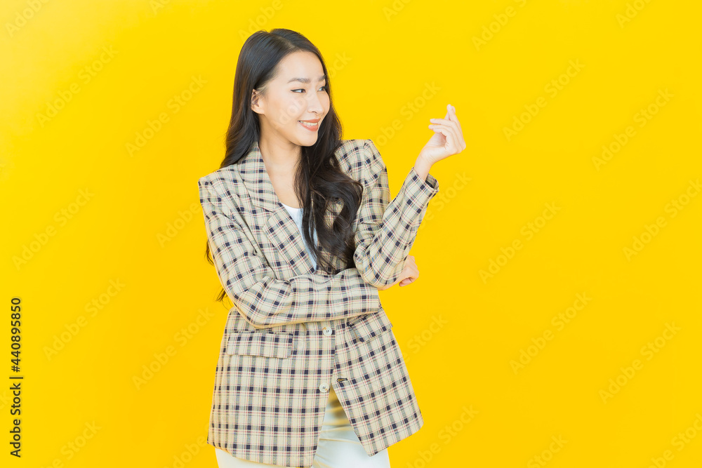 Portrait beautiful young asian woman smile with action Portrait beautiful young asian woman smile with action