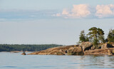 nordic rocky island and shore, trees and boulders on granite. Baltic sea; gulf of Finland; ;