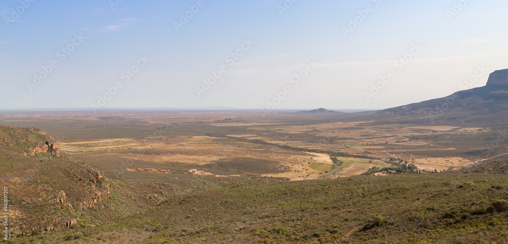 Look into the desert of the Knersvlakte from the Gifberg in the Western Cape of South Africa