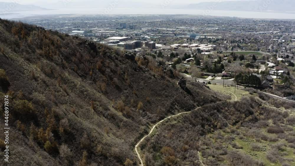 Hiking Trails in Utah Mountains - Midday Aerial TIlt-up View Hiking Trails in Utah Mountains - Midday Aerial TIlt-up View