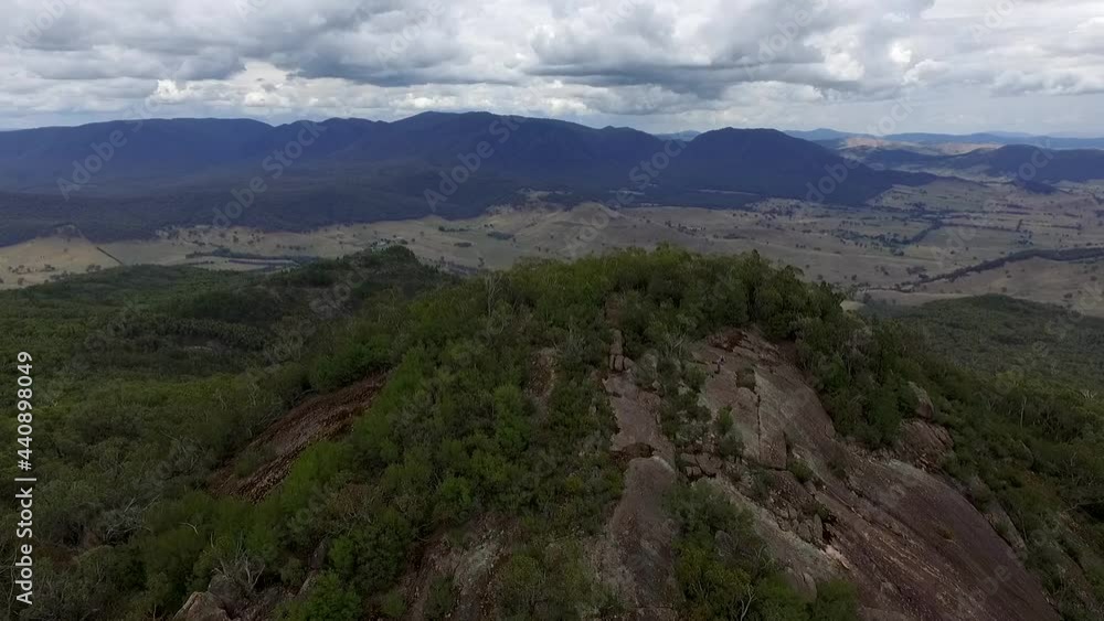 Flying Over Pine Mountain Peak, Burrowa-Pine Mountain National Park, Australia, Aerial Flying Over Pine Mountain Peak, Burrowa-Pine Mountain National Park, Australia, Aerial