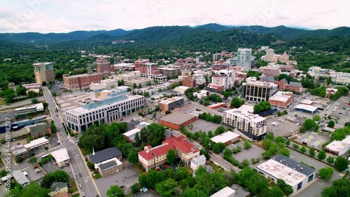 Asheville NC, Asheville North Carolina Aerial slow push into Skyline photo