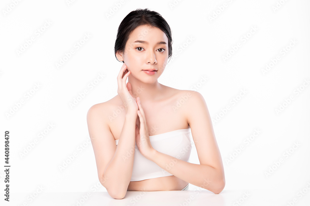 Beautiful young asian woman with clean fresh skin on white background, Face care, Facial treatment, Cosmetology, beauty and spa, Asian women portrait. Beautiful young asian woman with clean fresh skin on white background, Face care, Facial treatment, Cosmetology, beauty and spa, Asian women portrait.