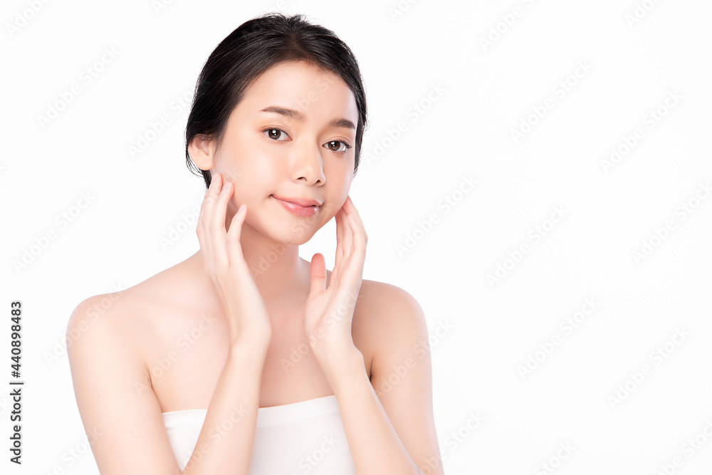 Beautiful young asian woman with clean fresh skin on white background, Face care, Facial treatment, Cosmetology, beauty and spa, Asian women portrait. Beautiful young asian woman with clean fresh skin on white background, Face care, Facial treatment, Cosmetology, beauty and spa, Asian women portrait.