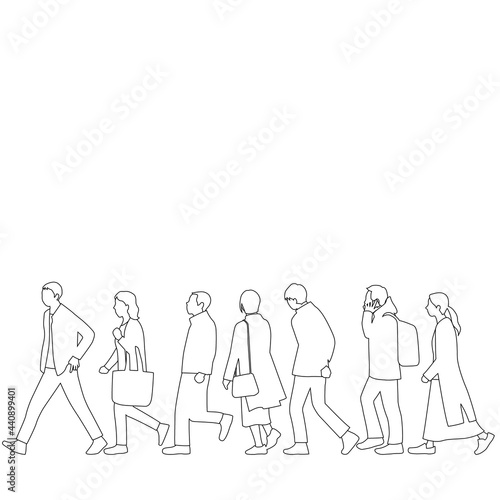 Illustrations of people commuting  white background  vector  cut out 