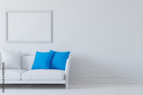 White room with sofa and pi...