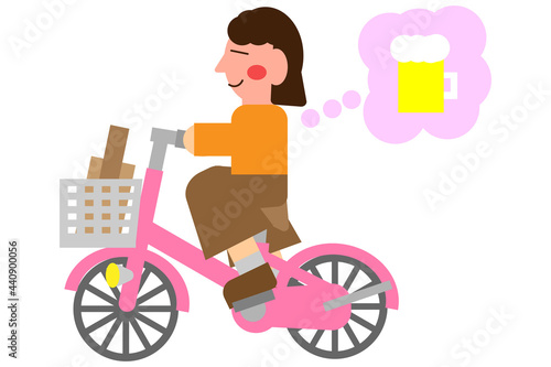 飲酒後に自転車を運転している女性