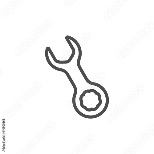 Wrench, construction, repair and building mechanic and electric tool vector icon