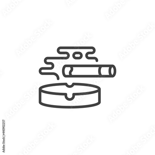 Ashtray and cigarette line icon